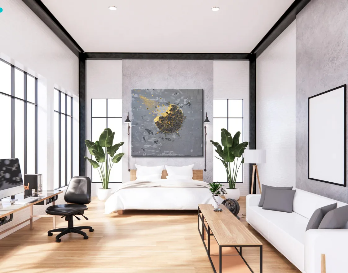 abstract painting abstract art large painting square painting white blue benie benedicte beguin