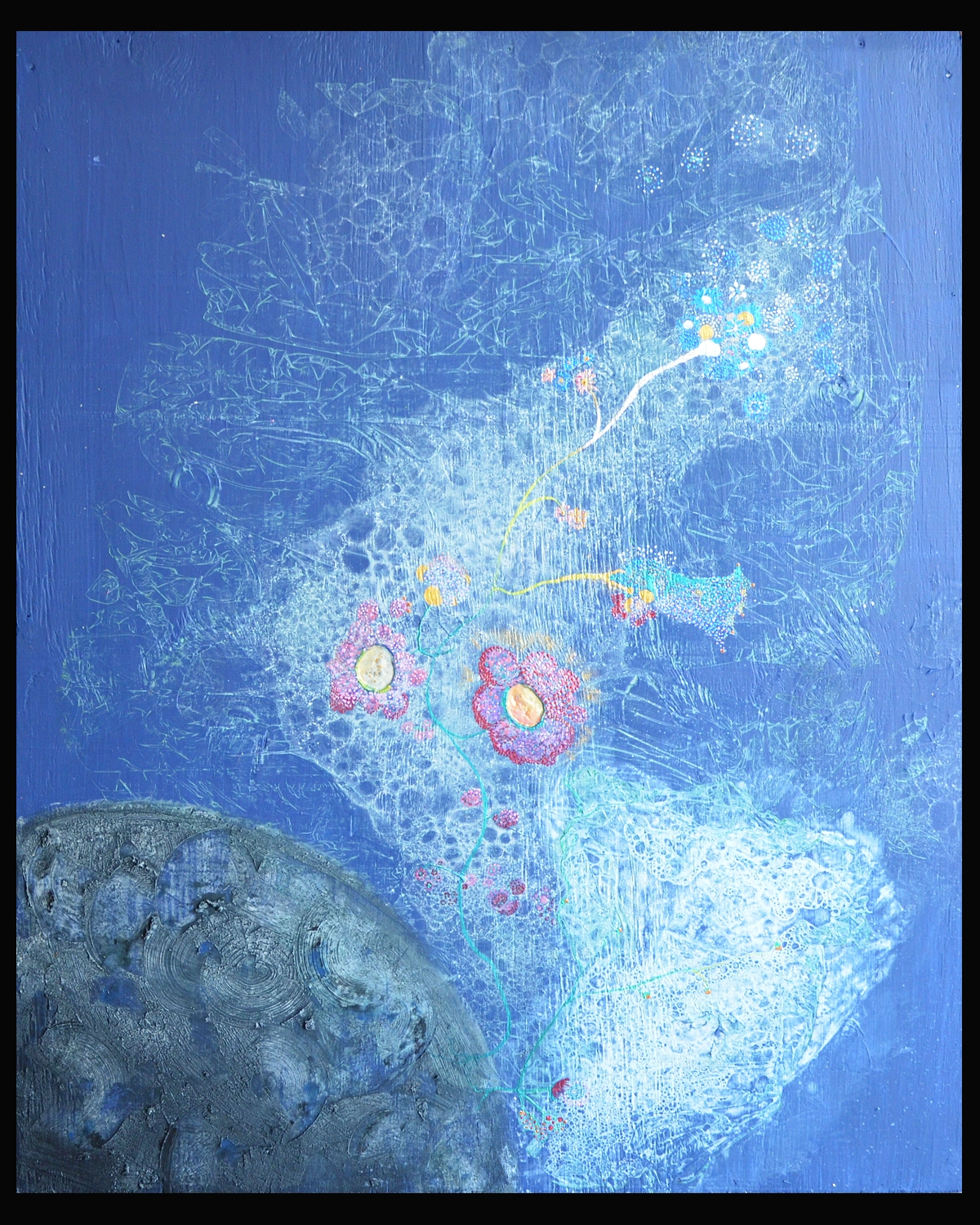 abstract painting abstract art acrylic modern painting green flowers benie benedicte beguin